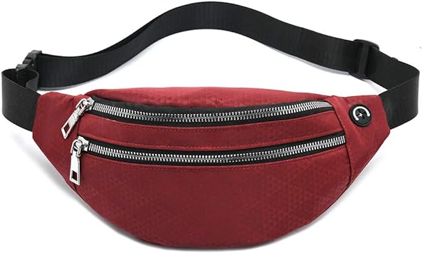 Photo 1 of MOCE Waist Bag Fanny Pack for Men & Women Fashion Water Resistant Hip Bum Bag with Adjustable Belt for Travel Hiking Running Outdoor Sports.(Red02)
