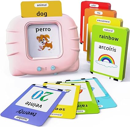 Photo 1 of Lapare Spanish and English Bilingual Audible Flash Cards Toy with Music for Toddlers 1 2 3 4 5, Learn Spanish and English for Kids, Niñas, Niños, Bebes
