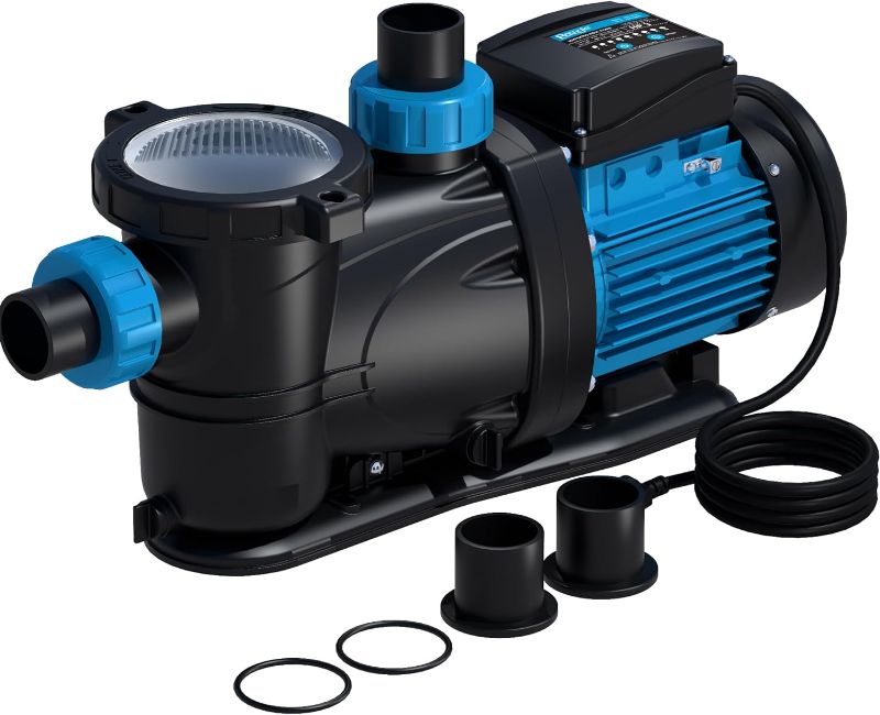Photo 1 of BOMGIE 3 HP Pool Pump with Timer,7860GPH Above Ground Pool Pump Timer 115V, Inground Pool Pumps High Speed Flow, Self Primming Swimming Pool Pump with Filter Basket