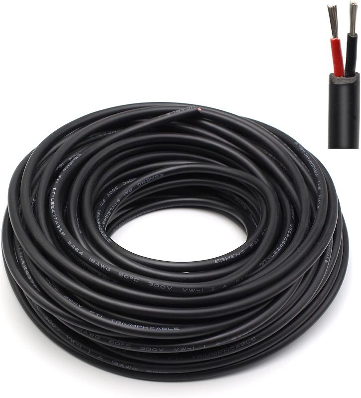 Photo 1 of 18 Gauge Electrical Wire 2 Conductor, 65.6ft Insulated Stranded Low Voltage LED Cable, 18AWG Red & Black Tinned Copper Hookup Wire, 2pin Flexible Extension Power Cord for Auto, 12/24 Volt Lighting
