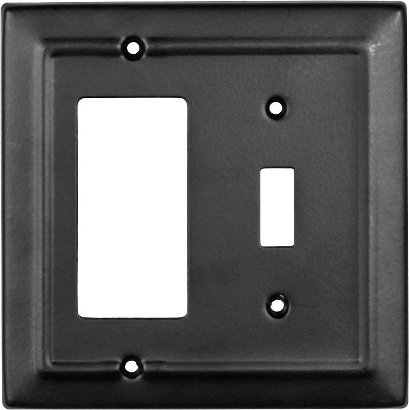 Photo 1 of Monarch Abode 19155 Double Switch Architectural Toggle Rocker Combination Aluminum Decorative Wall Plate Switch Plate Outlet Cover, 2-Gang, Matte Black
