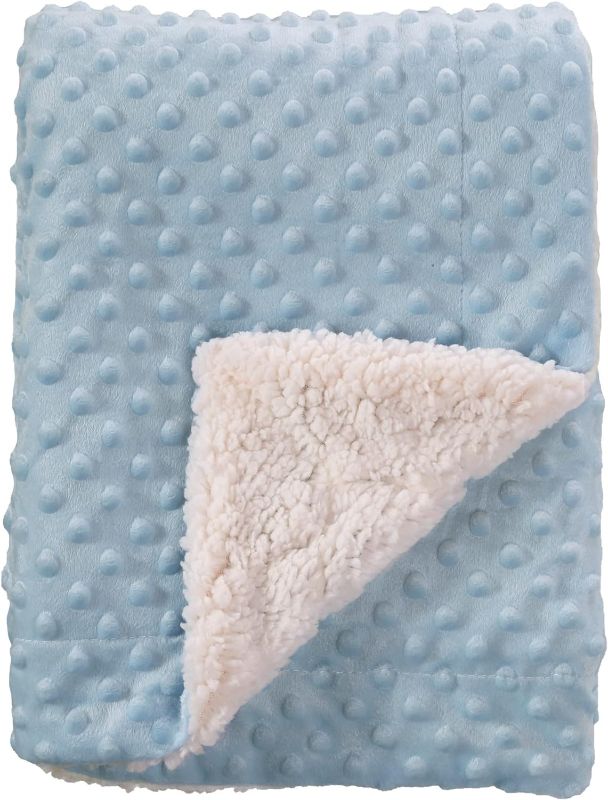 Photo 1 of CREVENT Cozy Soft Warm Sherpa Baby Blanket for Infant Toddler's Crib Cot Stroller Gifts for Baby Boys All Season Use (30"X40" Blue dot)
