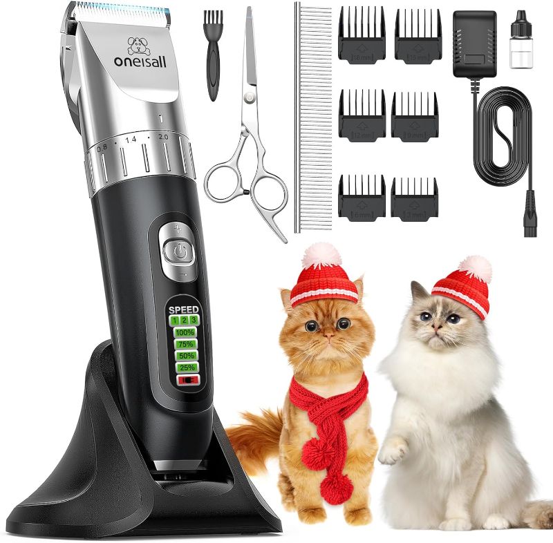 Photo 1 of oneisall Cat Hair Trimmer,Quiet Cat Clippers for Matted Hair,Cordless Cat Grooming Kit with Comb,3 Speed Cat Shavers for Matted Long Hair
