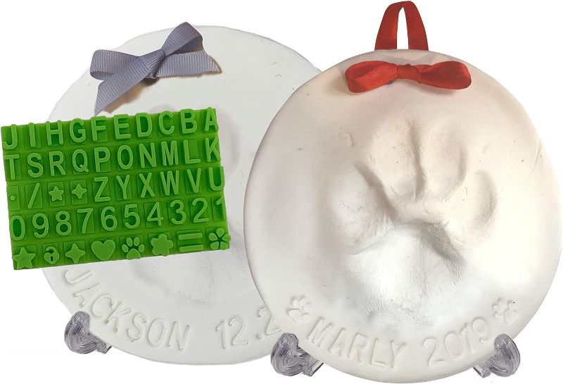 Photo 1 of Ultimate Pawprint Keepsake Kit (Makes 2) - Paw Print Christmas Ornament w/ Bonus Personalization Tool & Display Stands! For Dogs, Cats & Pets. Non-toxic. Clay Air-Dries Soft, Light & Uncrackable.