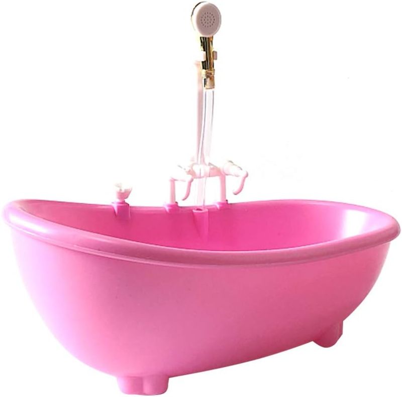 Photo 1 of Toyvian Toy Bathtub for Dolls, Baby Doll Real Working Bath Set Electric Bathtub with Shower and Faucet Pretend Play Toy Play Water Accessories Fits Most Dolls ?Up to 12''
