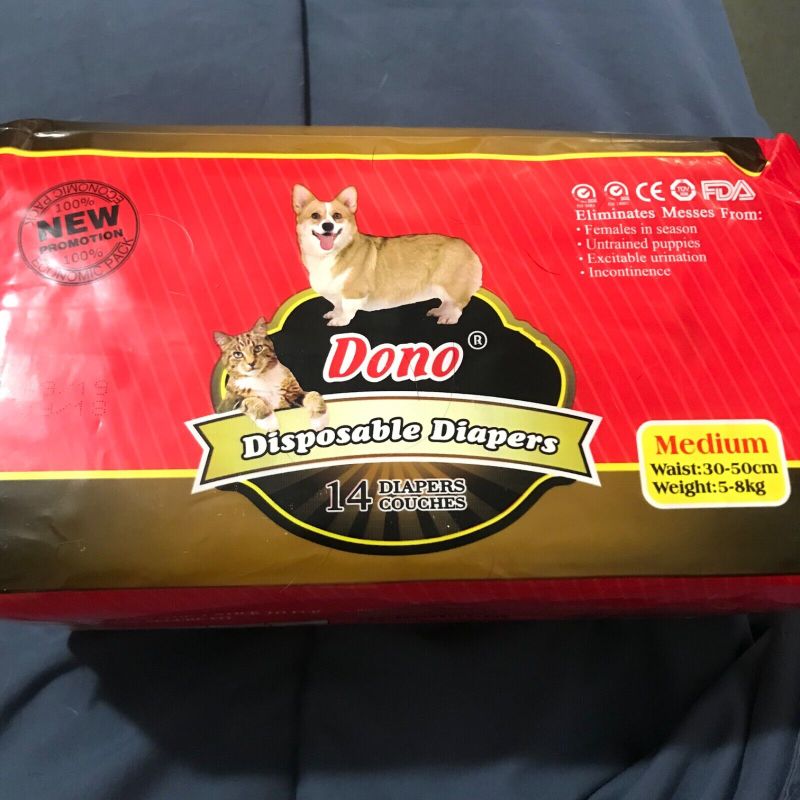 Photo 1 of Dono Doggie Diapers- Size Med-14 Diapers-Waist 11.81" X 19.68-Weight 11-17.63 Lb
