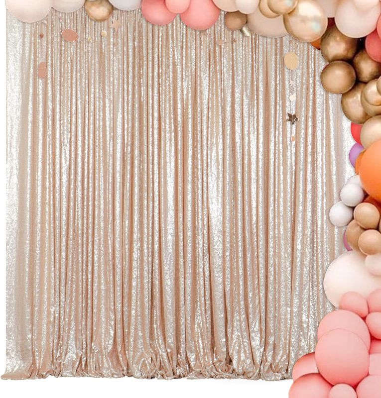 Photo 1 of ShiDianYi 8 X 8, Ready to Dispatch,Champagne Sequin Backdrops, Champagne Sequin Photo Booth Backdrop, Party Backdrops,Wedding Backdrops, Sparkling Photography Prop