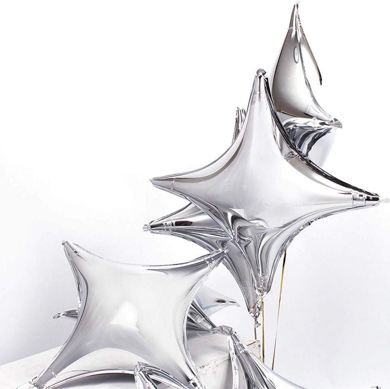 Photo 1 of Star Shape Foil Mylar Balloon Silver Quadrangle Balloon - 24" Four Angle Star Balloons for Birthday Party & Wedding Decoration,12pcs