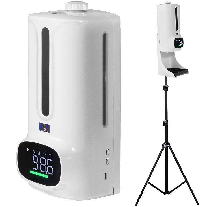 Photo 2 of 2 in 1 Hand Soap Dispenser - Instant Temperature Read, Light-Sensitive Distance Sensor + 1200mL Capacity - Automatic Liquid Soap - Hands Free (K9 Plus with Stand)