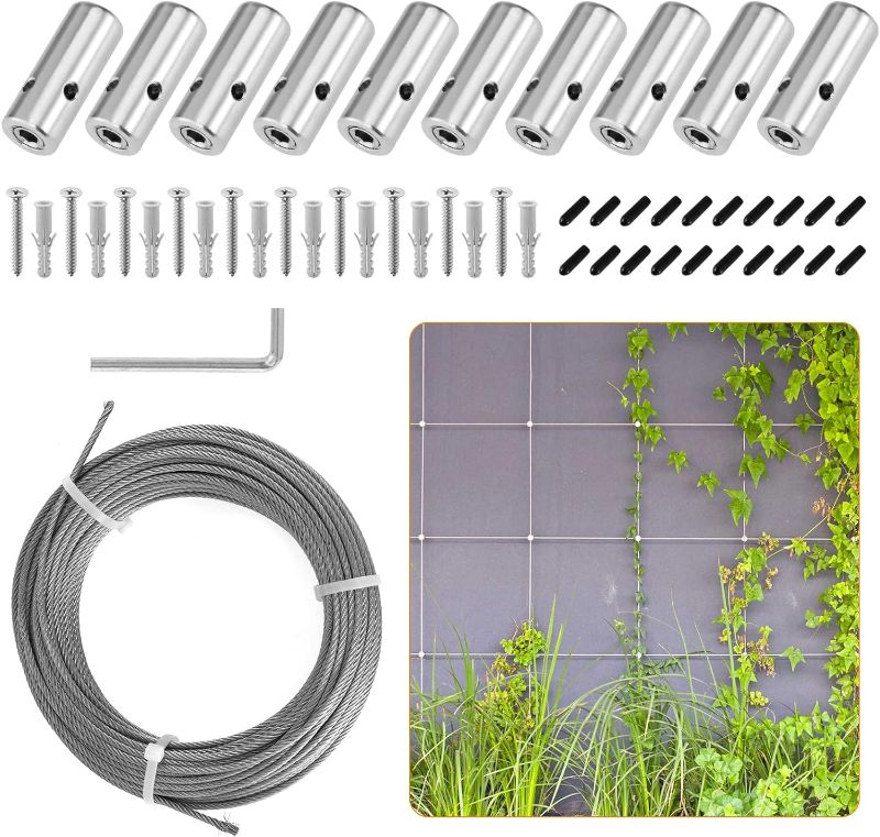 Photo 1 of 
10 Sets Wire Trellis for Climbing Plants Outdoor, Stainless Steel Fastener Green Wall Trellis kit, Cross Clamp Cable Trellis System Kit for Climbing Plants, Vines and Green Wall