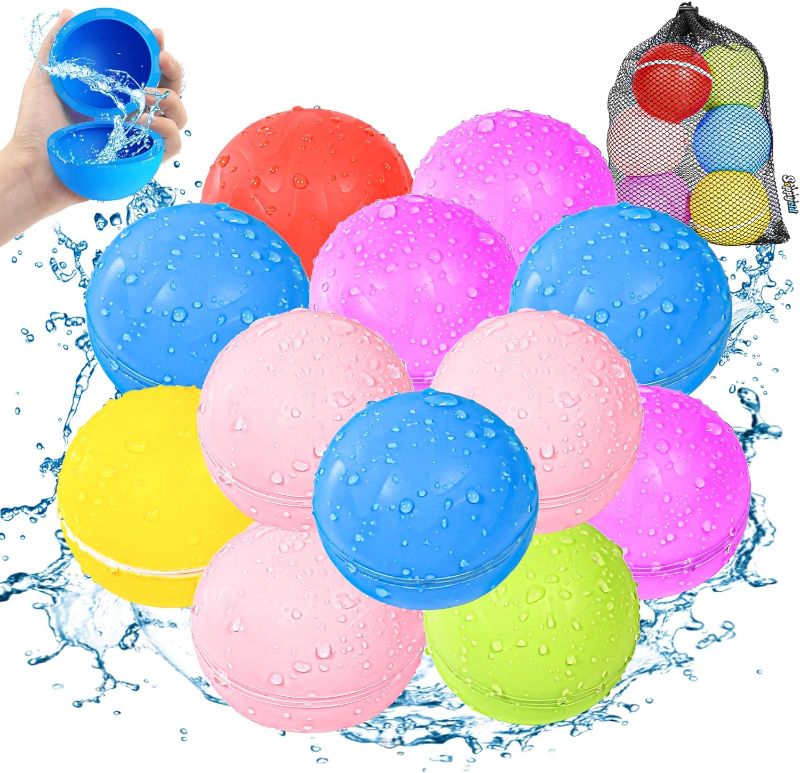 Photo 1 of Reusable Water Balloons for Kids Adults Outdoor Activities, Kids Pool Beach Bath Toys, Magnetic Self-Sealing Water Bomb for Summer Games(12 Pcs)