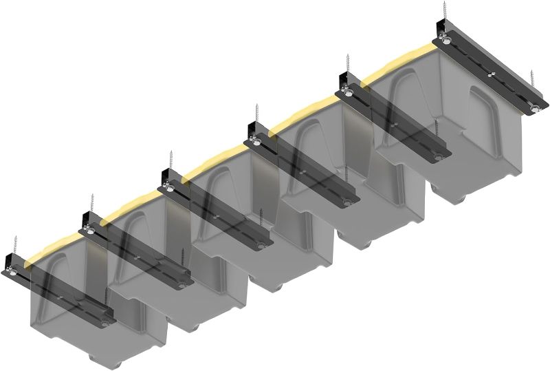 Photo 1 of TORACK Garage 16" Studs Ceiling Bin Storage Rack, Overhead Tote Storage Rail System Heavy Duty Adjustable Tote Slide Garage Storage System(for 5 Bins, Bins are not included