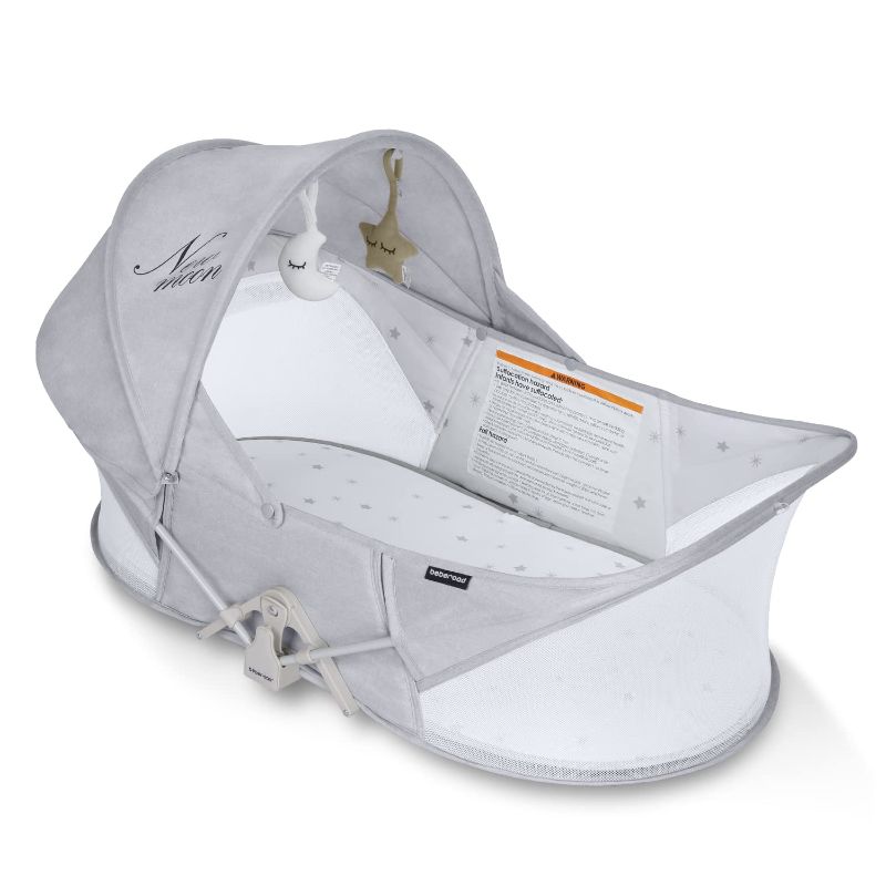 Photo 1 of Beberoad Love Baby Travel Bassinet Portable Bassinet-Folding Baby Bassinet in Bed Mini Travel Crib Infant Travel Bed with Mosquito Net and Canopy Lightweight Washable Foldable Light Grey

