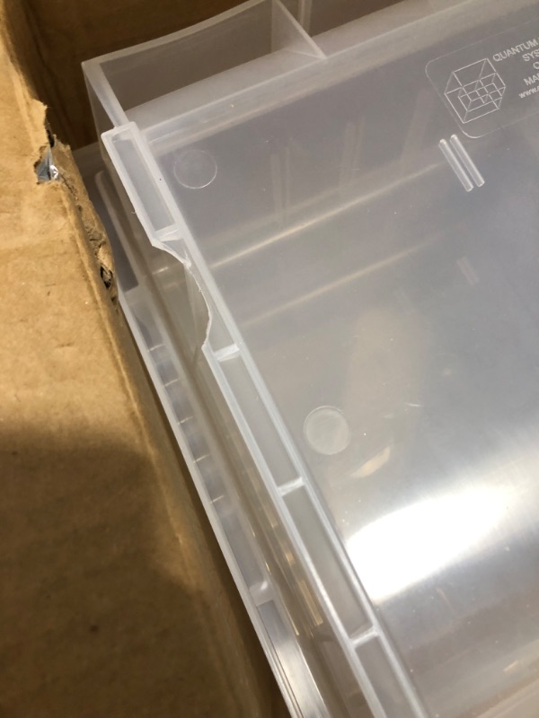 Photo 3 of QUANTUM STORAGE SYSTEMS K-QUS220CL-20 20-Pack Stack and Hang Plastic Bin Storage Containers, 7 inch x 4 inch x 3 inch, Clear 7" x 4" x 3" Clear