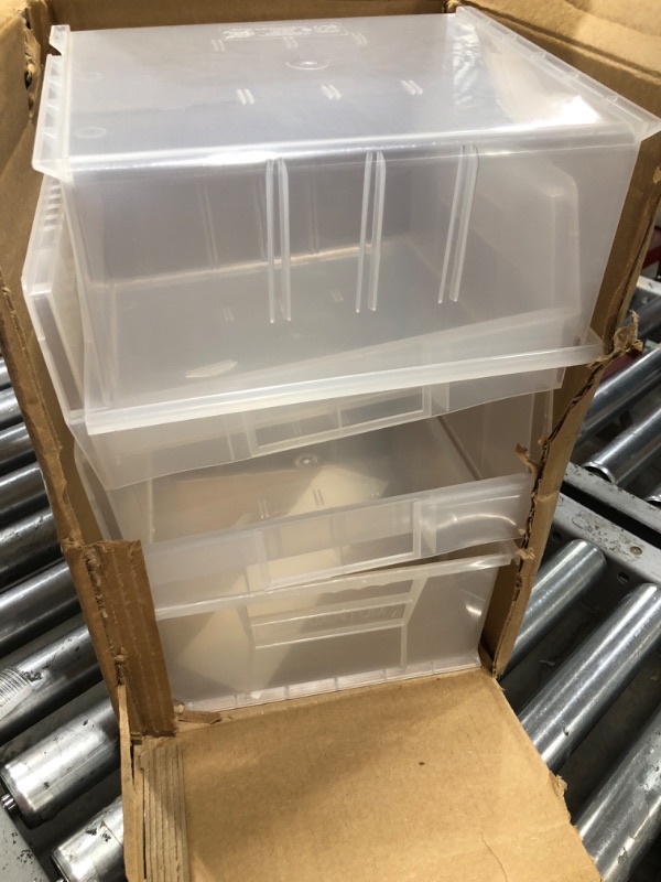 Photo 2 of QUANTUM STORAGE SYSTEMS K-QUS220CL-20 20-Pack Stack and Hang Plastic Bin Storage Containers, 7 inch x 4 inch x 3 inch, Clear 7" x 4" x 3" Clear