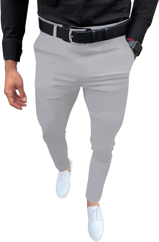 Photo 1 of Mens Fashion Slim Fit Dress Pants Casual Business Skinny Stretch Pants Golf Pants