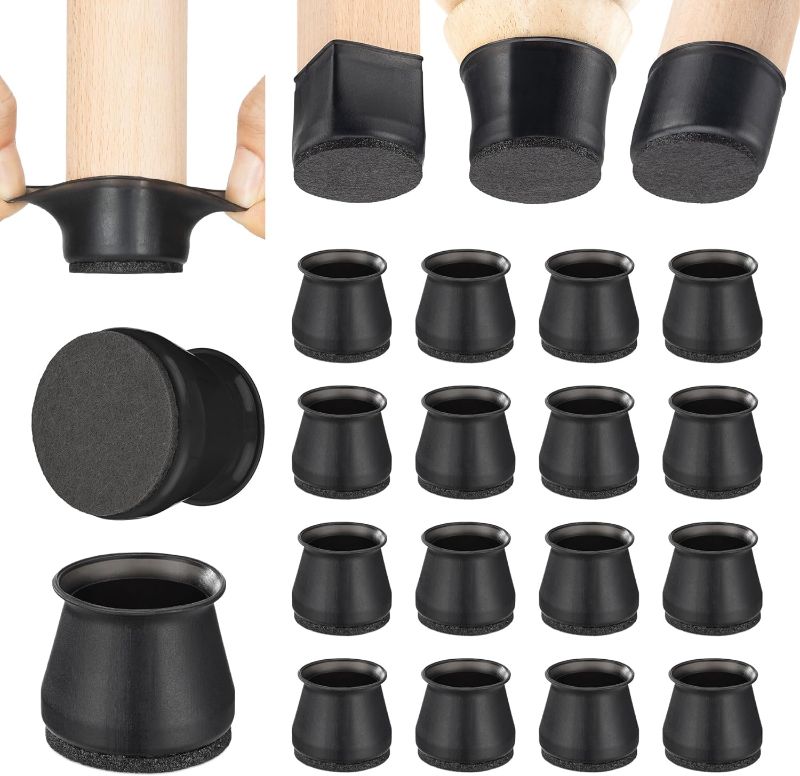 Photo 1 of 24 Pcs Chair Leg Floor Protectors for Hardwood Floors Silicone Covers to Protect Wood Tile Floors Felt Bottom Furniture Leg Caps Non Slip Reduce Noise (Small-Black)