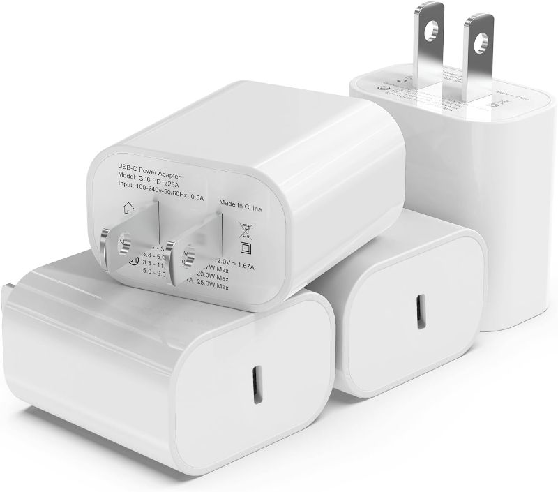 Photo 1 of 4Pack USB C Charger Block 20W, iGENJUN for Phone Fast Charger Wall Charger with PD 3.0, Compact Type C Power Adapter for Phone 15/14/13, Galaxy, Pixel, AirPods Pro (Arctic White)