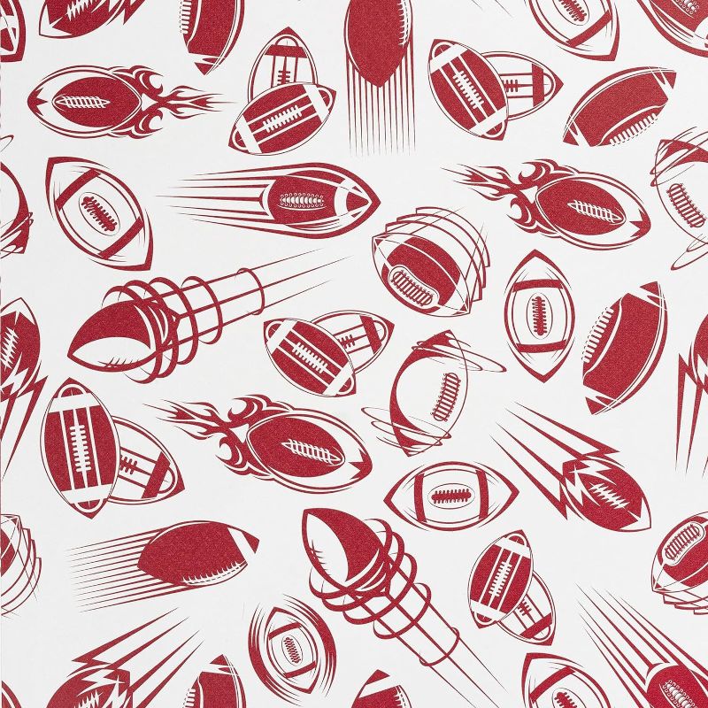 Photo 1 of Peel and Stick Rugby Wallpaper Red and White Vinyl 17.3"×120" Contact Paper Self Adhesive Football Waterproof for Cabinets liveroom Bedroom