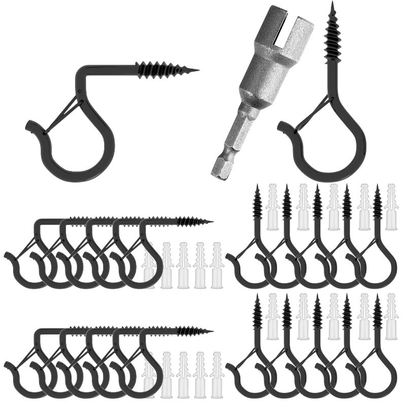 Photo 1 of 21 Pack Q-Hanger Hooks, Screw Hooks, Ceiling Hooks, String Light Hooks Include 1 Wing Nut Driver, Heavy Duty for Hanging Outdoor String Lights for Hanging Christmas Lights, Plants, Wind Chimes