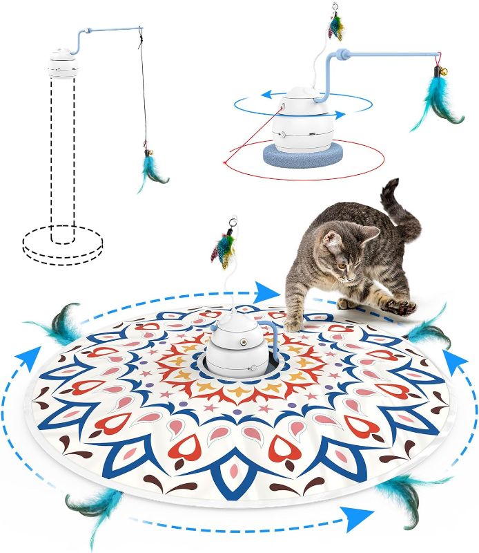 Photo 1 of Interactive Cat Toys Automatic, 4 Games in Cat Laser Toy, 3 Speeds Hide&Seek Electronic Rechargeable Kitten Exercise Chasing Wand with Moving Feather, Realistic Slug, Colorful Cover