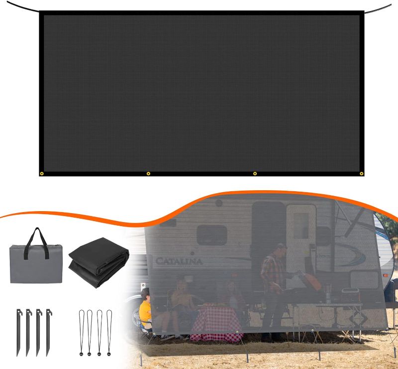 Photo 1 of MIKKUPPA 7x9' RV Awning Side Shade Screen - Black Mesh RV Awning Sun Shade Screen with Complete Kits for Camper Trailer UV Sun Blocker