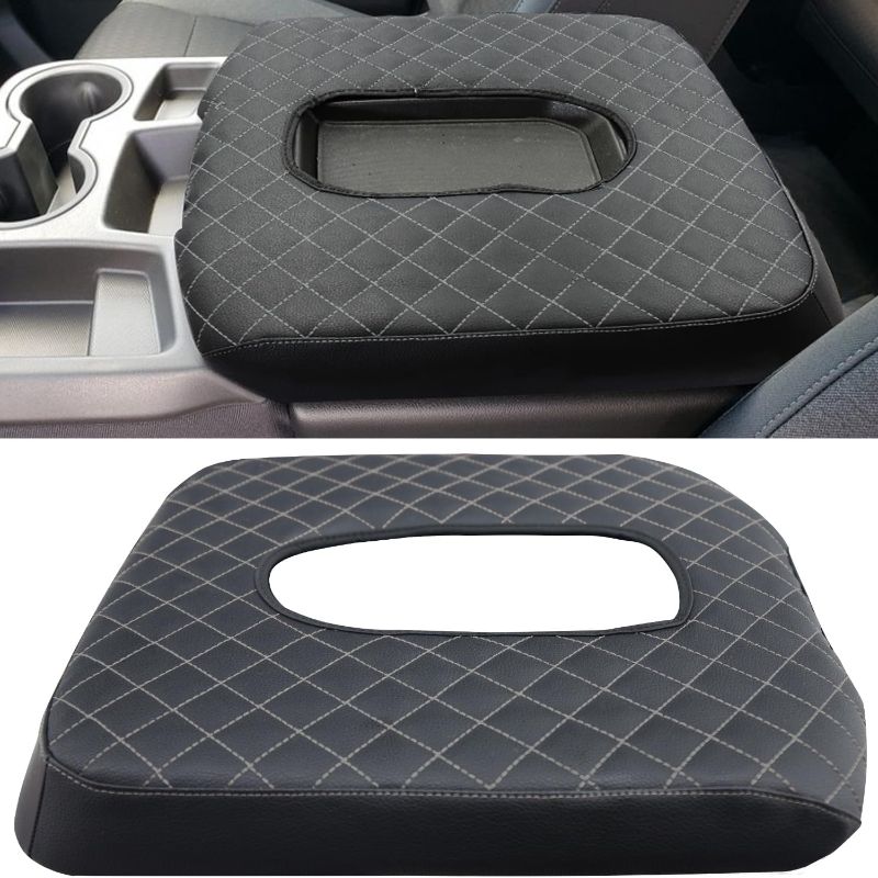 Photo 1 of Zxiaochun Center Console Cover Compatible with 2019 2020 2021 2022 2023 2024 Chevy Silverado/GMC Sierra Accessories Jump Seat Console Armrest Lid Leather Protective Cover