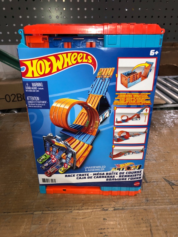 Photo 2 of ?€?Hot Wheels Race Crate with 3 Stunts in 1 Set Portable Storage Ages 6 to 10 [Amazon Exclusive] & Set Of 10 1:64 Scale Toy Trucks 