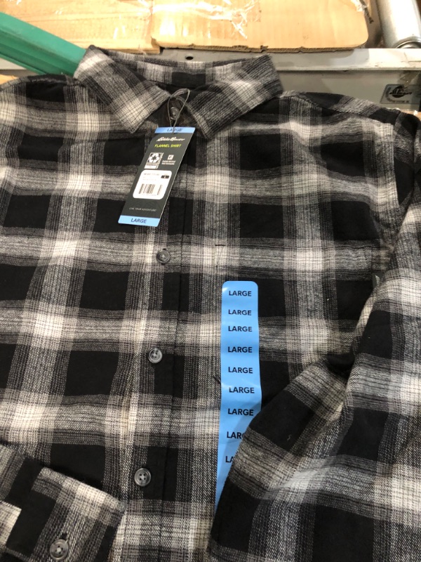 Photo 4 of Eddie Bauer Men's Bristol Flannel Plaid Long Sleeve Shirt, Soft 100% Cotton Button Down Regular Fit Casual Shirts for Men - Caviar Jackson Plaid Large
