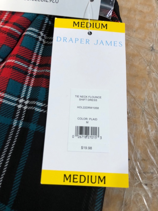 Photo 3 of Draper James Neck Flounce Shift Dress (Plaid, Medium)