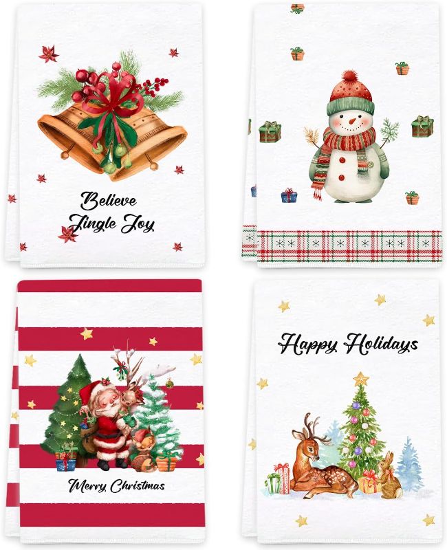 Photo 1 of *non refundable bundle*
KULILK 4Pcs Christmas Decorations Kitchen Towels Super Absorbent Dish Towels Funny Santa Claus Bell Snowflake Snowman Deer Hand Towels for Kitchen/Bedroom/Bathroom, Housewarming Gifts (2pack bundle)