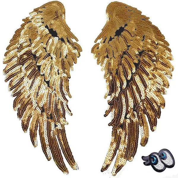 Photo 1 of *non refundable bundle*
Loveinusa 2 Pcs Gold Sequins Angel Wings DIY Embroidered Iron-On Patch Applique for Cloth Decoration Valentine's Day Gifts (Sequin Eye for Free) (2 pack bundle)