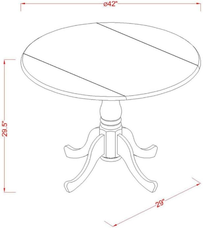Photo 4 of (READ NOTES) East West Furniture Wood DLT-ABK-TP Dining Room Table Round Tabletop and 
