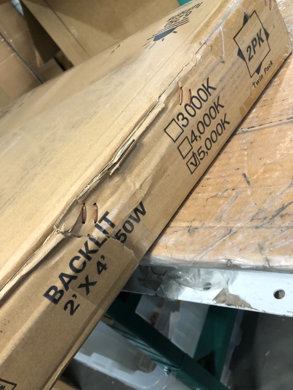 Photo 1 of 2 Pack LED Panel Light AKT-PL-24-50W 5000 Lumens Dimmable Back-Lit Flat LED Troffer Light Panel Kit 5000K Daylight White Light Fixture UL, DLC, FCC Complied (2x4 Ft)