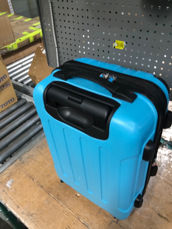 Photo 2 of **MAJOR DAMAGE SEE NOTES**
Rockland London Hardside Spinner Wheel Luggage, Turquoise, Carry-On 20-Inch Turquoise