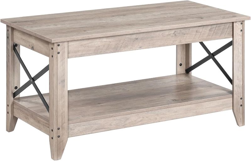 Photo 1 of ***NOT FUNCTIONAL - FOR PARTS - NONREFUNDABLE - SEE NOTES***
HOOBRO Coffee Table, Farmhouse Coffee Table for Living Room, 2-Tier, BG10KF01, 19.7"D x 39.4"W x 19.7"H