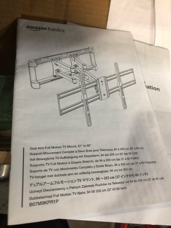 Photo 5 of Amazon Basics Heavy-Duty Dual Arm, Full Motion Articulating TV Mount & Full Motion Articulating TV Monitor Black 37 to 80" 