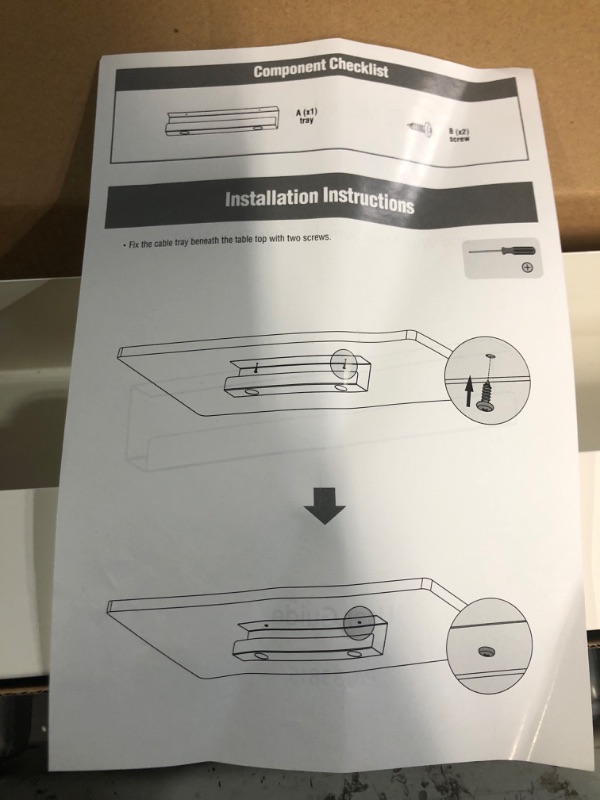 Photo 1 of Monoprice Under Desk Cable Tray - Steel with Power Supply and Wire Management - Workstream Collection White