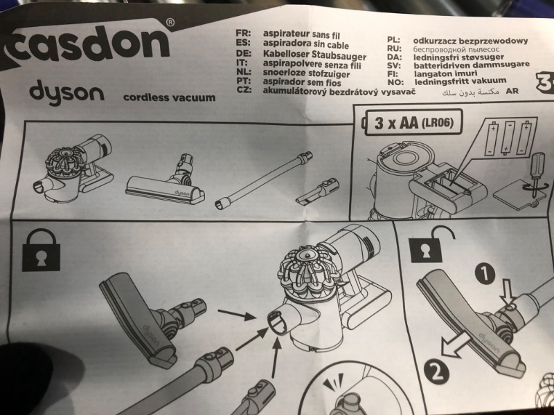 Photo 3 of **THIS IS A TOY** Casdon 68702 Dyson Cordless Vacuum Interactive Toy for Children Aged 3+, Purple and Orange