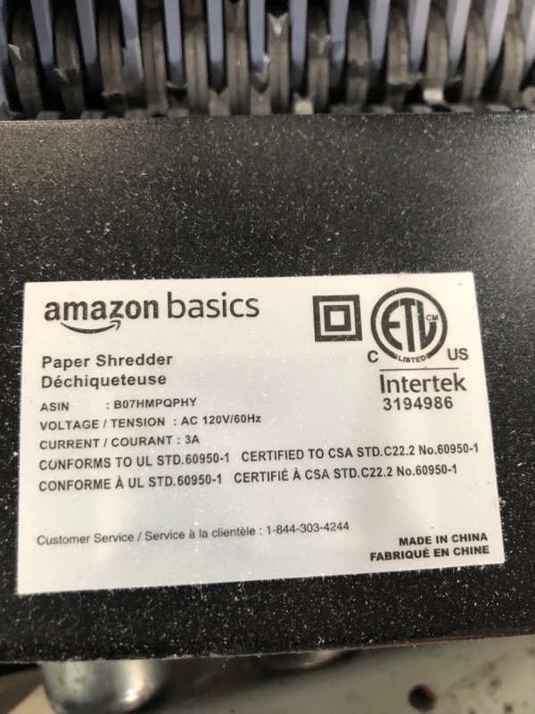 Photo 6 of Amazon Basics 12-Sheet Cross-Cut Paper and Credit Card Home Office Shredder 12 Sheet Shredder