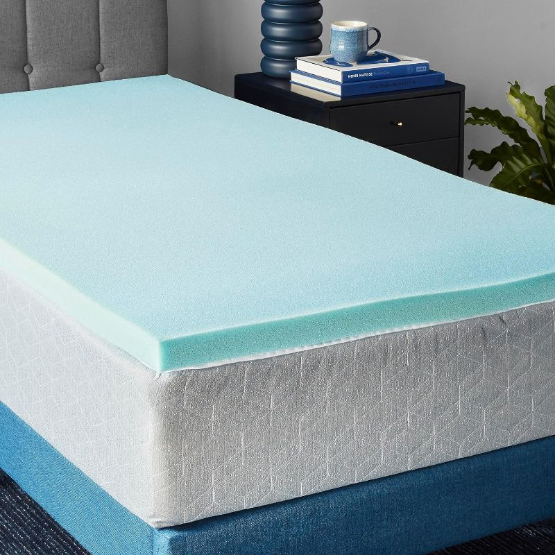 Photo 1 of **SIZE UNKNOWN**, Stock photo for reference
Amazon Basics Cooling Gel-Infused Memory Foam Mattress Topper, CertiPUR-US Certified, 2 Inches