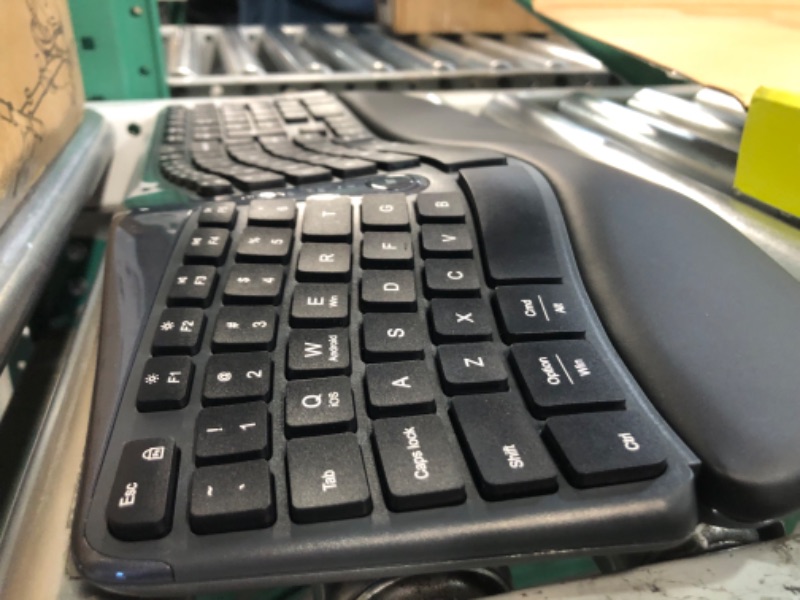 Photo 1 of DeLUX Wired Ergonomic Split Keyboard with Wrist Rest, [Standard Ergo] Keyboard Series 2 USB Passthrough,GM901U-Blk