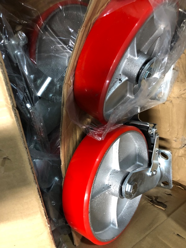 Photo 4 of 8" Caster Wheels, Casters Set of 4 - Heavy Duty Casters, Swivel Industrial Casters with Brake, 8 inch (4 Swivel with Brake)