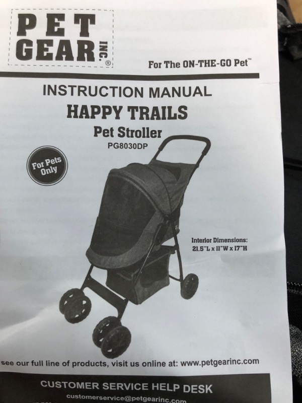 Photo 2 of "Pet Gear No-Zip Happy Trails Lite Pet Stroller for Cats/Dogs, Zipperless Entry, Easy Fold with Removable Liner, Grey 