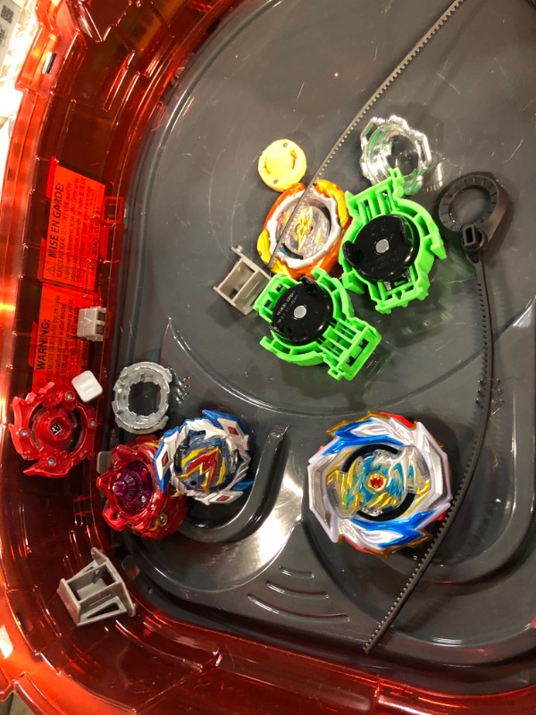 Photo 3 of BEYBLADE Burst Turbo Slingshock Rail Rush Battle Set - Complete Set Burst Beystadium, Battling Tops, and Launchers 