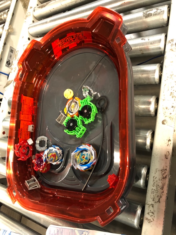 Photo 2 of BEYBLADE Burst Turbo Slingshock Rail Rush Battle Set - Complete Set Burst Beystadium, Battling Tops, and Launchers 