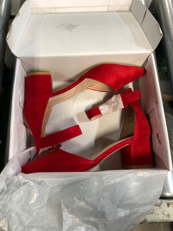 Photo 4 of NinetinGel High Heels.Chunky Heel Pointed Closed Toe Pump Shoes (Red) Size 6