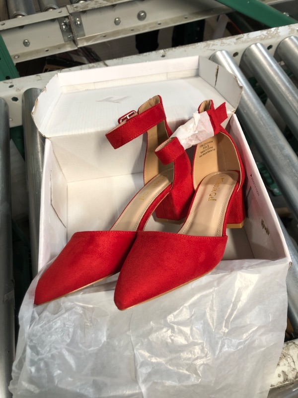 Photo 2 of NinetinGel High Heels.Chunky Heel Pointed Closed Toe Pump Shoes (Red) Size 6