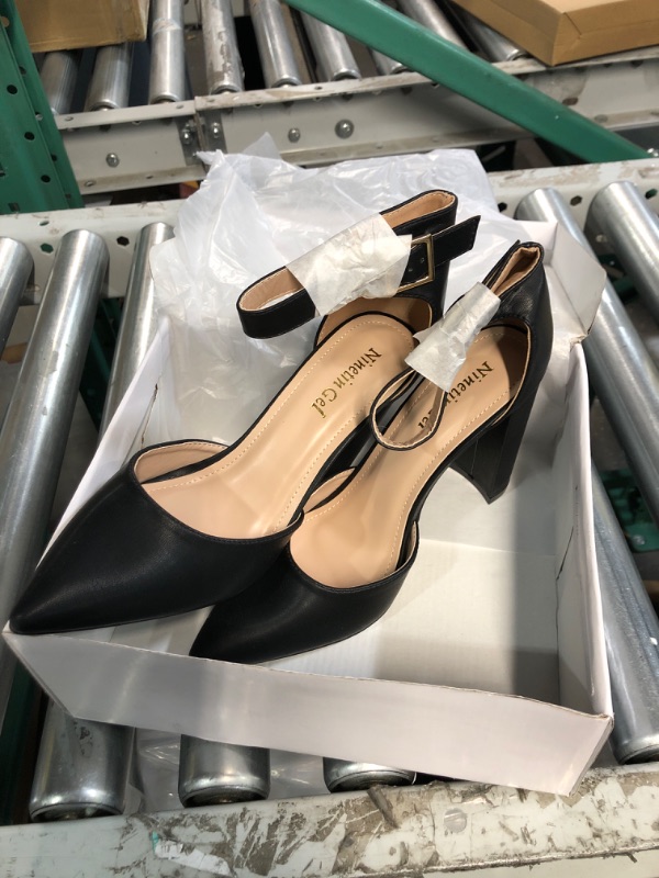 Photo 2 of NinetinGel High Heels.Chunky Heel Pointed Closed Toe Pump Shoes (Black) Size 8.5