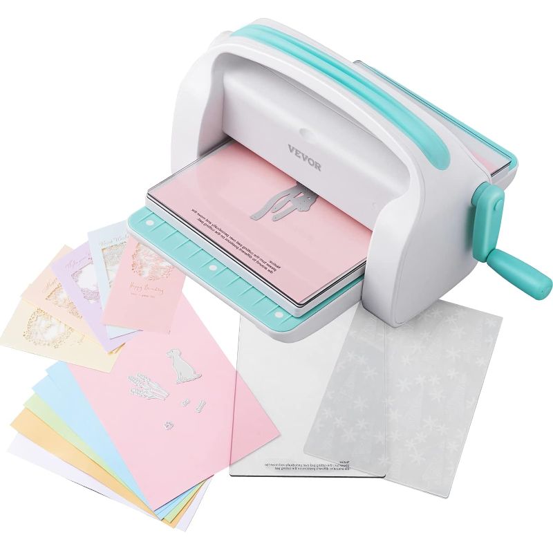 Photo 1 of VEVOR Manual Die Cutting & Embossing Machine, Portable Cut Machines, 9 inch Opening Scrapbooking Machine Full Kit Included, for Arts & Crafts, Scrapbooking, Card Making and Crafting, White 9 inches